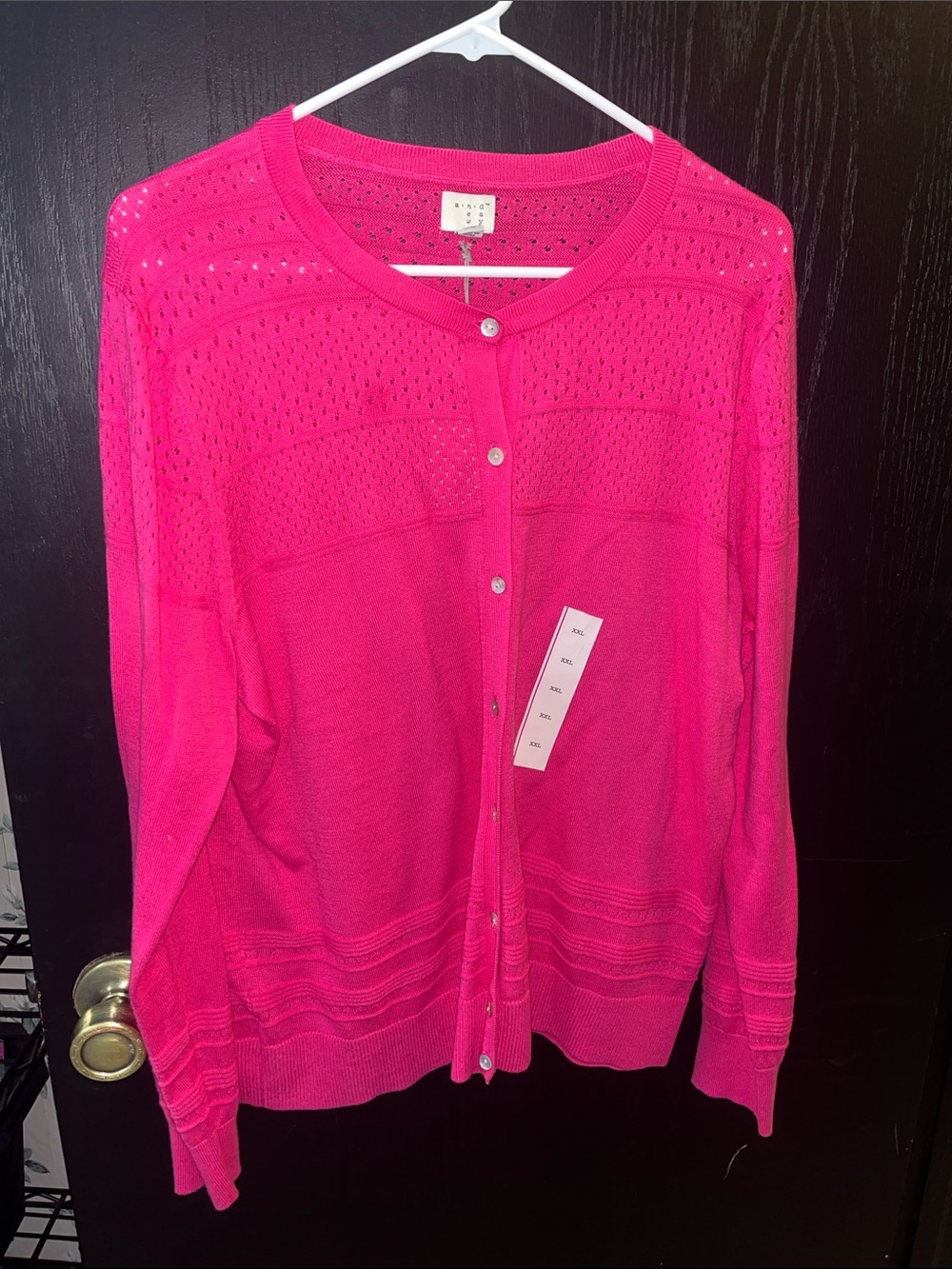 a new day Hot Pink Button-Front Knit Cardigan